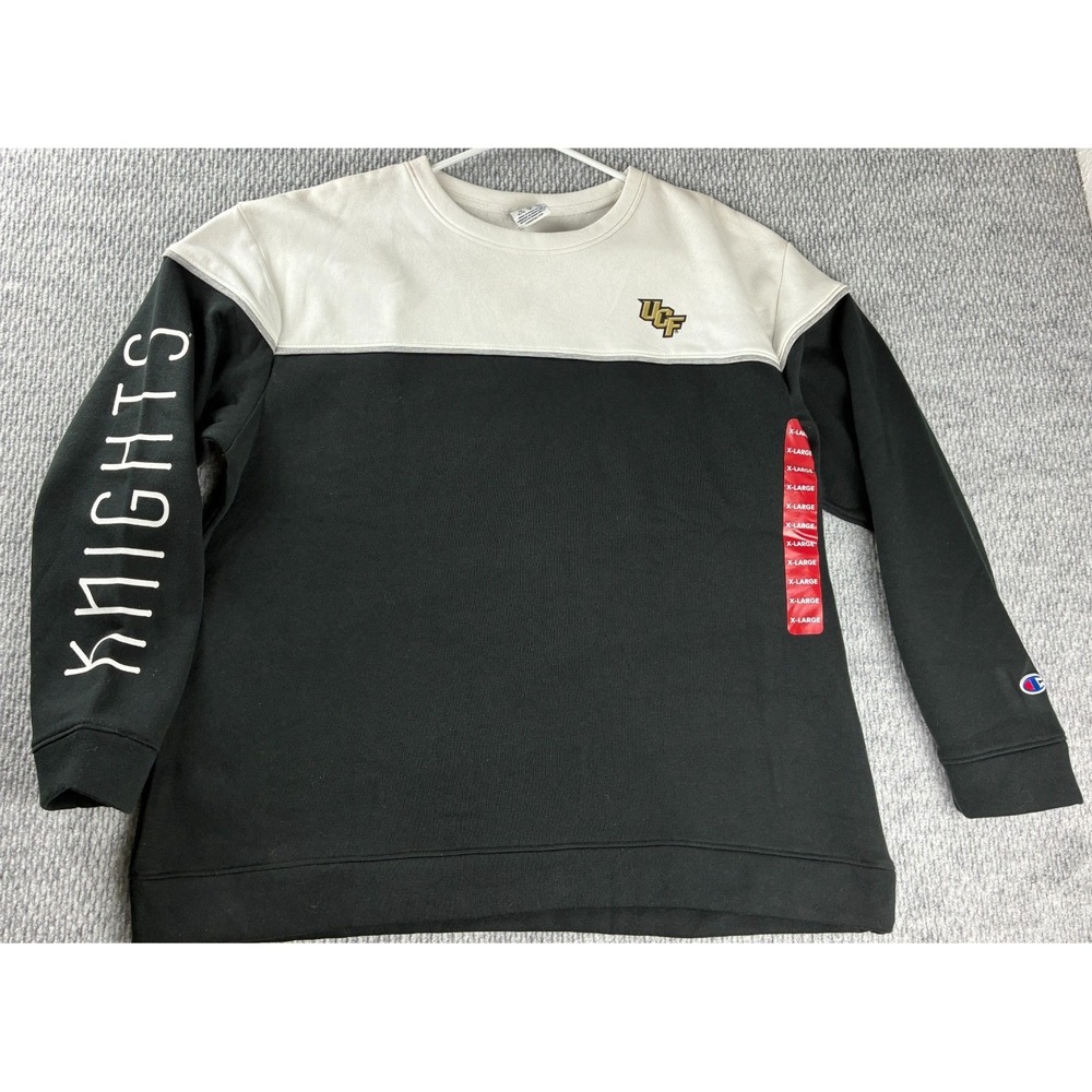 Champion UCF Knights Crewneck Sweatshirt XL Black White Knights Sleeve NWT